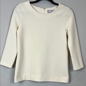 CK Bradley Like New Cream Long Sleeve Ribbed Crewneck Top Size XS